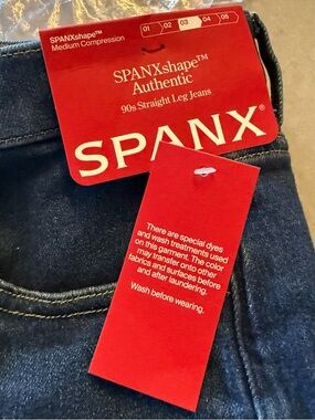 SPANX Tummy Shaping 90s Straight Leg Jeans in Adriatic Blue Authentic 360 NWT